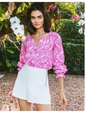NWT XL Lilly Pulitzer Aldina Top in Pink Bliss Shady Babe